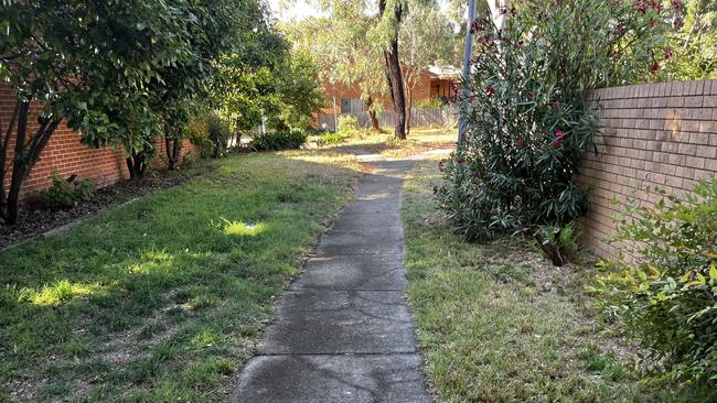 The suburban footpath where a man in his 50s was found dead on March 3. Picture: Julia Kanapathippillai