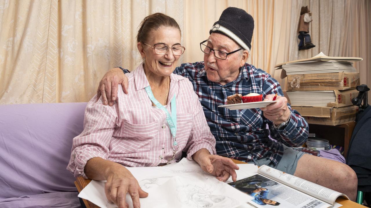 Margie Travers and Arno Riddel met through In Greater Company, a free volunteer program designed to connect seniors with caring volunteer visitors who are looking for genuine friendships and meaningful connections, Wednesday, May 8, 2024. Picture: Kevin Farmer