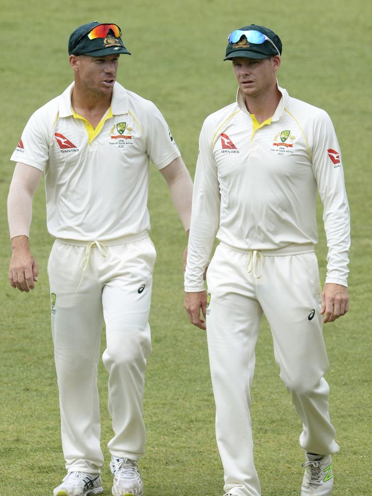 David warner and Steve Smith in South Africa. Picture: Lee Warren/Gallo/Getty