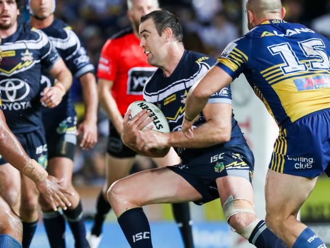 Kane Linnett playing for the Cowboys in 2018. Picture: AAP Image/Michael Chambers.