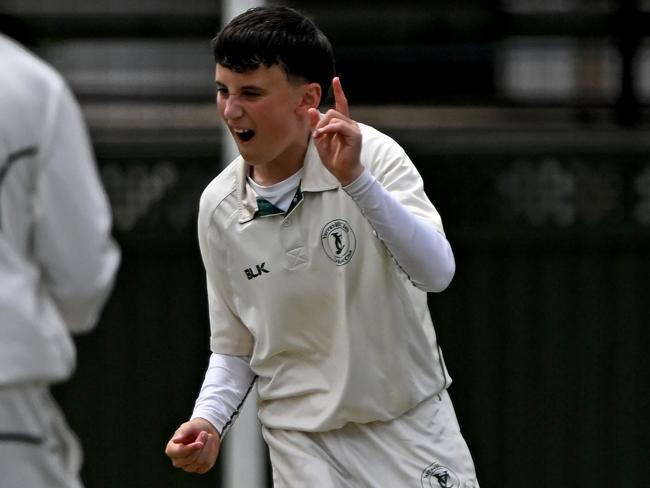 Yarraville ClubÃs Jackson Martin captures the wicket of CraigieburnÃs Samuel R Laffan during the VTCA Yarraville Club v Craigieburn cricket match in West Footscray, Saturday, Nov. 26, 2022. Picture: Andy Brownbill