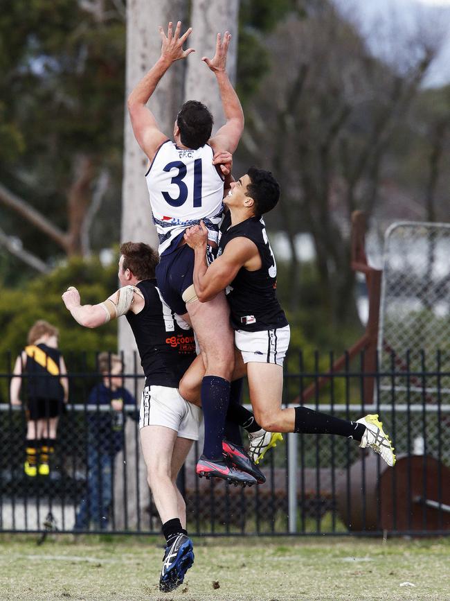 Matt Schimmelbusch flies high for Doncaster. Picture: Paul Loughnan