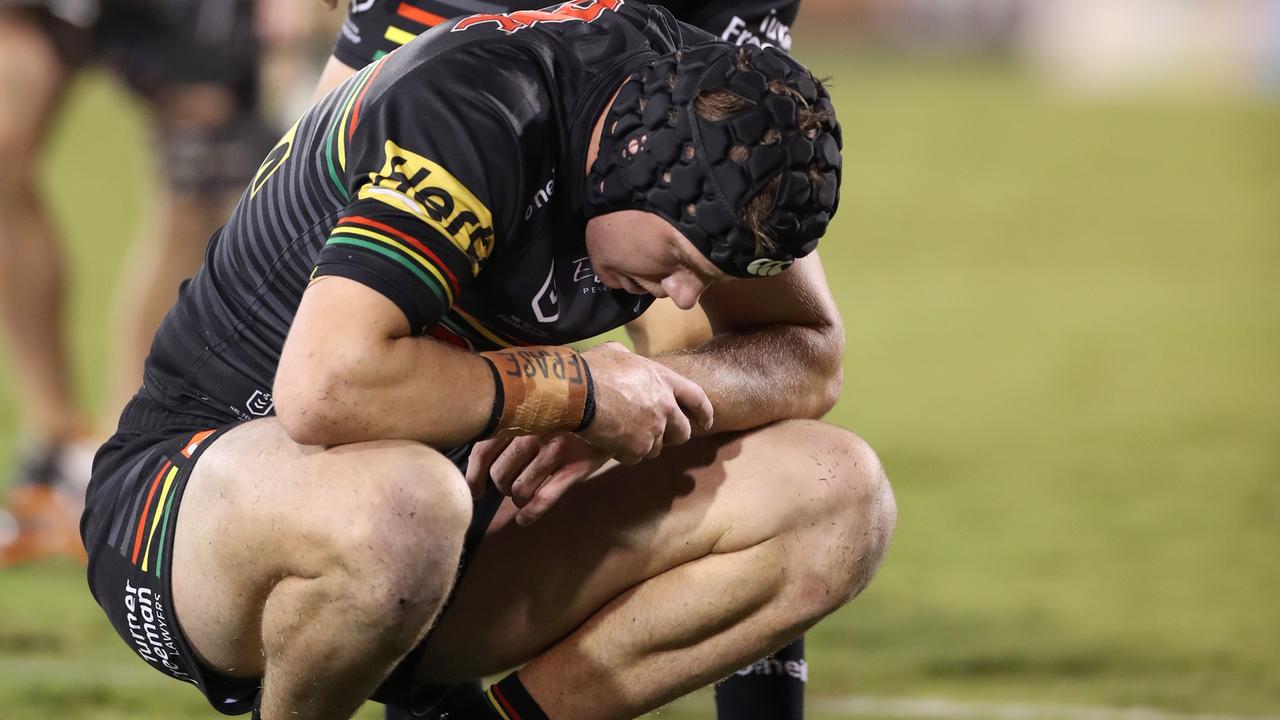 Matt Burton was gutted after five missed field goal attempts. (Photo by Mark Kolbe/Getty Images)