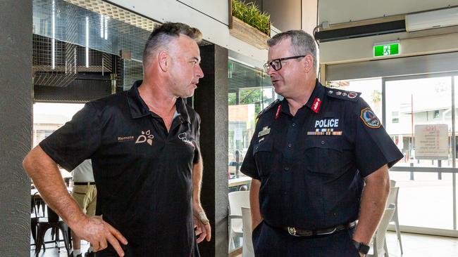 Darren Clark with Police Commissioner Jamie Chalker in Alice Springs in 2020. Photo: Emma Murray