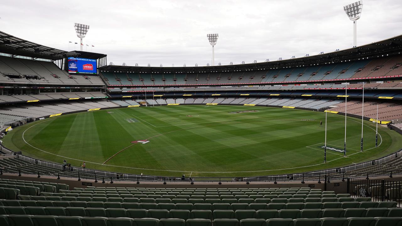 An empty MCG before the Richmond-Carlton game.