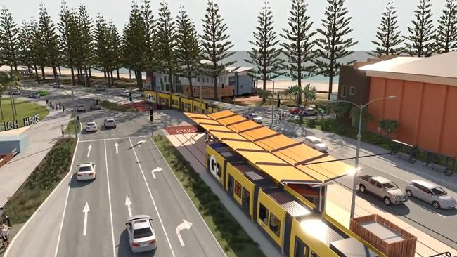 Gold Coast Light Rail Stage 3A Burleigh Heads station artist impression.