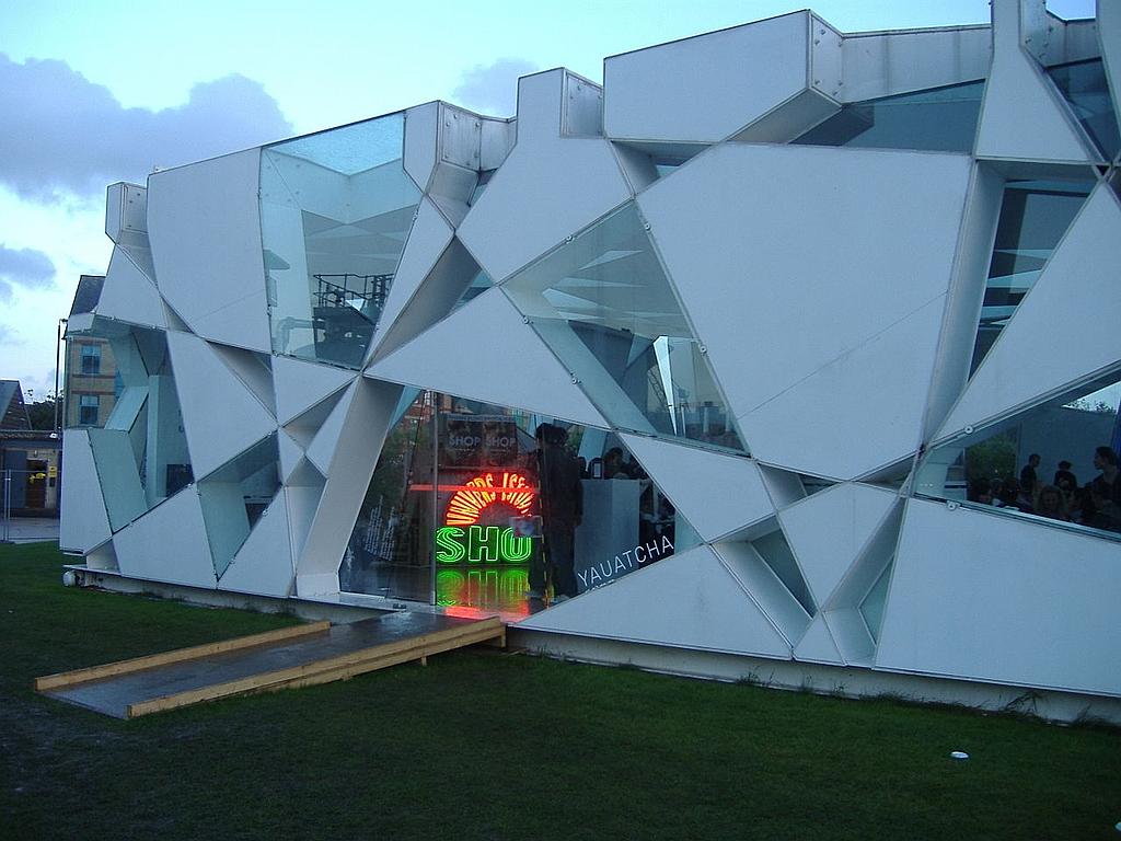 Temporary Serpentine Pavillion by Japanese architect Toyo Ito, in 2002. The gallery is in Kensington Gardens, home to the contemporary Serpentine Galleries. Each year since 2000, the gallery has commission a temporary summer pavillion by a leading architect. Ito erected the building you see here in 2002.