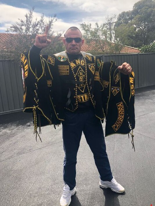 Former Comanchero Canberra chapter president Peter Zdravkovic was the subject of an attempted assassination after he sent these pictures to gang members.