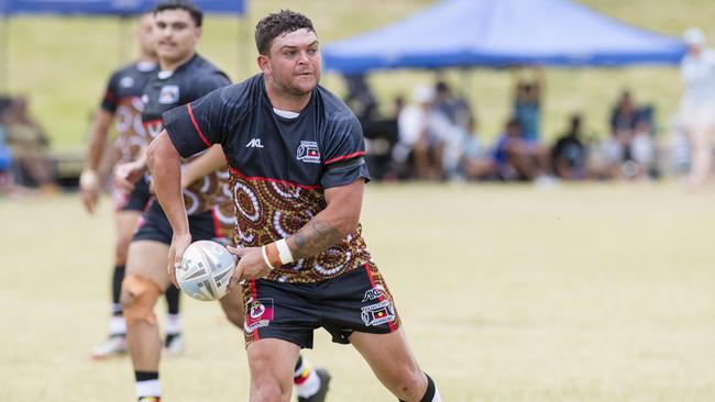 Ashley Taylor of Toowoomba Warriors against Kambu Warriors at the Toowoomba Warriors Reconciliation Carnival rugby league at Jack Martin Centre, Saturday, January 27, 2024. Picture: Kevin Farmer