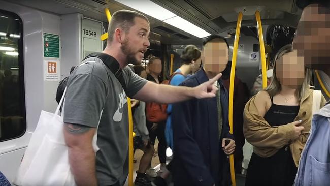 The US man told a carriage-full of commuters that they were living “selfish” lives.