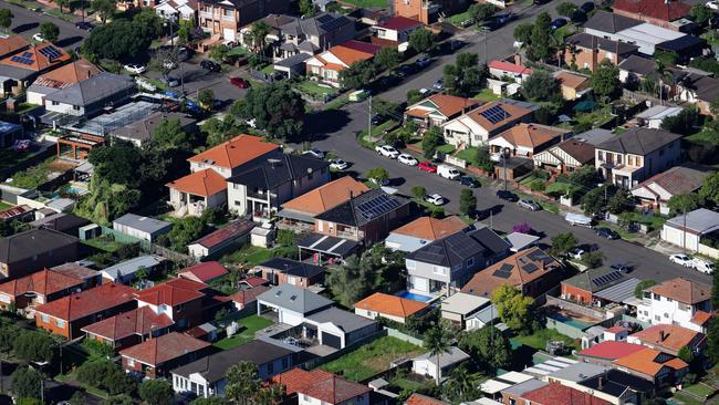 *FILE PIX* Editorial generic stock aerial view image highlighting the Housing Market in Australia after the Reserve Bank of Australia (RBA) cut interest rates for the first time in over four years. Picture: NewsWire / Gaye Gerard