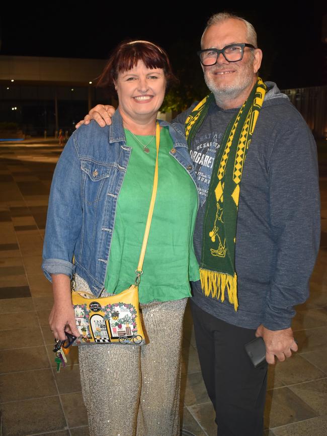 Brendan Davey and Vickey Payne watching the Matildas vs England semi-final clash in Ipswich. Photos by Georgie Walker.