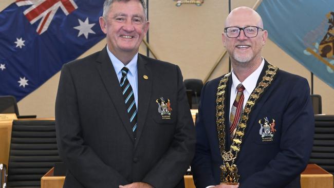 Deputy mayor Bob Fitzgerald (left) and Mayor Brad Bunting (right) Picture: Blacktown Council