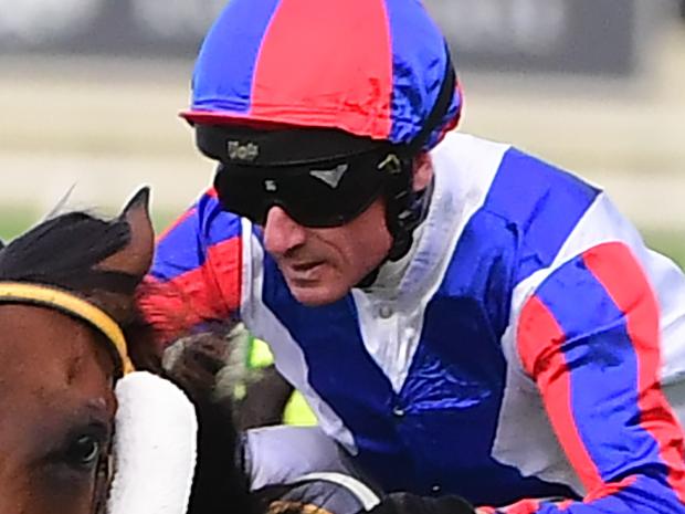 Glen Boss rides Soxagon to victory in the Lough Neath Stakes at Doomben. Picture: Trackside Photography