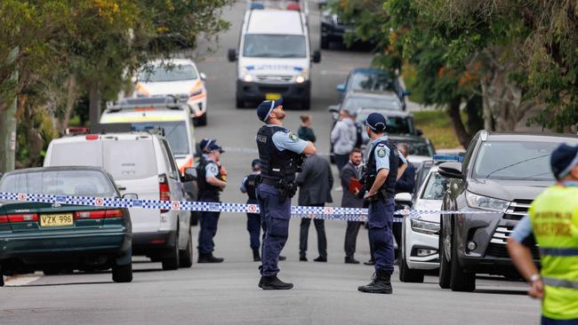 Police swarmed Alexander St after the shooting. Picture: NCA NewsWire / David Swift