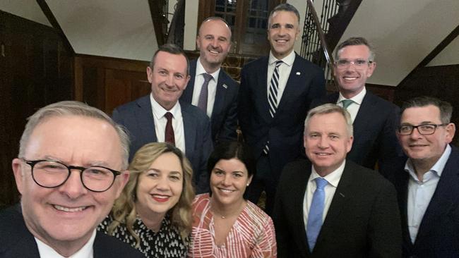 Western Australia Premier Mark McGowan with national cabinet colleagues following Anthony Albanese’s election victory last year. Picture: Supplied