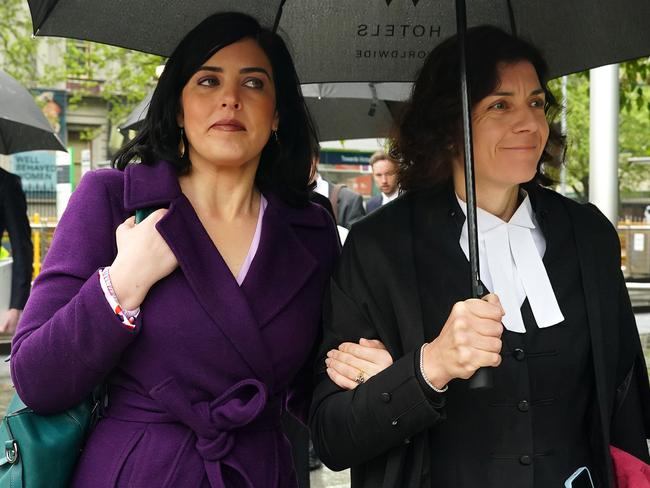 Moira Deeming and her barrister, Sue Chrysanthou, arrive at the Federal Court Picture: Luis Enrique Ascui