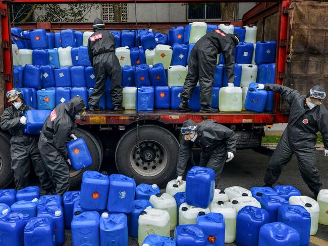 Xiaogan City in China's central Hubei province is in lockdown. Picture: AFP/China OUT