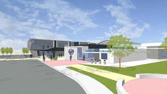 Artist's impressions of the planned upgrade at Sacred Heart College's middle school campus. Pictures: Supplied