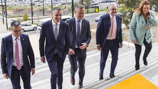 Peter Malinauskas and Prime Minister Anthony Albanese at a Flinders University event earlier this year. Picture: NewsWire / Roy VanDerVegt