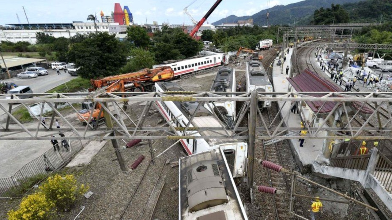 Dozens died and a further 146 people were hospitalised after a train derailed in Taiwan. Picture: 24NewsHD