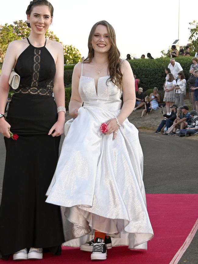 Harristown High School formal 2020 at Highfields Cultural Centre. Ella Dwyer (left) and Bonnie Wilson.