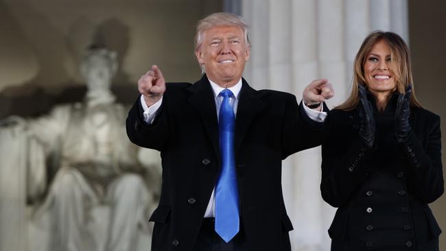 Donald and Melania Trump at the Lincoln Memorial.