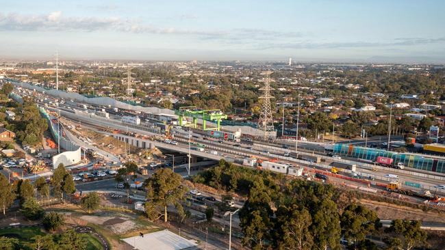 Traffic near Williamstown Road due to works on the West Gate Freeway. Picture: Jake Nowakowski