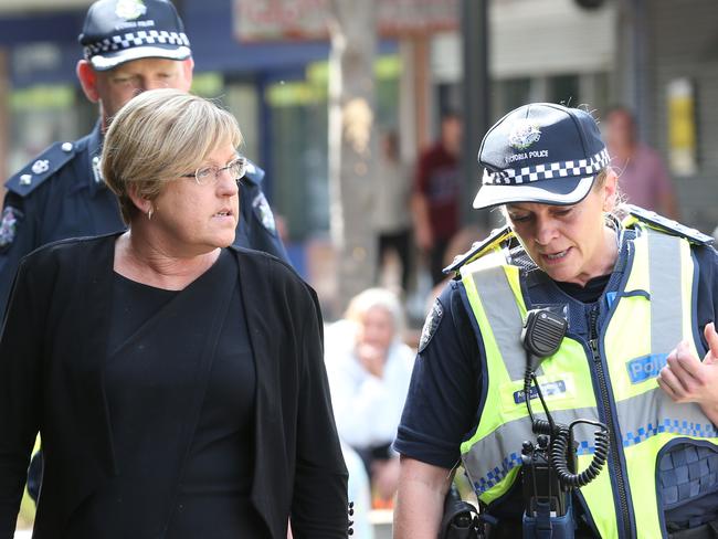 Police minister Lisa Neville talks to Inspector Anne Pattison Picture: Mark Wilson