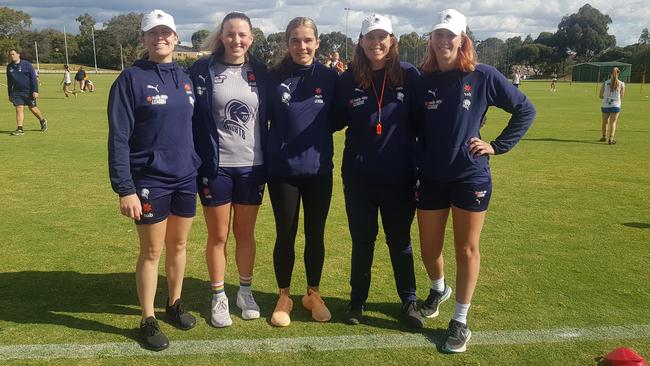 Northern Knights assistants (from left) Michelle Andrews, Gabby Newton, Maddy Guerin, Laura Frazer and Ines McKay. Picture: Ben Higgins