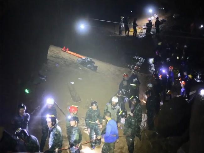 A general view of the rescue operation for members of the Wild Boars soccer team. Picture: AFP