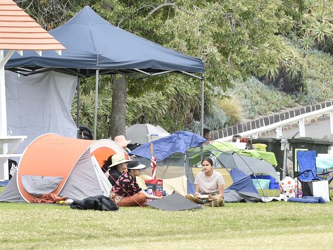 Possible illegal campers set up again at Eastern Beach over the weekend. Picture: Alan Barber