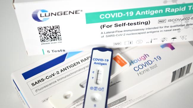 A stock image of a positive result on a Covid-19 Rapid Antigen Test (RAT). Picture: NCA NewsWire / Dan Peled