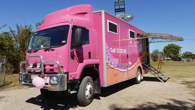 Women in remote communities in the Northern Territory depend on mobile mammogram unit ‘Millie’ to deliver lifesaving breast screening services. It is estimated that around eight deaths from breast cancer will be prevented for every 1000 women screened every two years from age 50 to age 74, based on evaluation of mammographic screening in Australia. Picture: BREASTSCREENNT