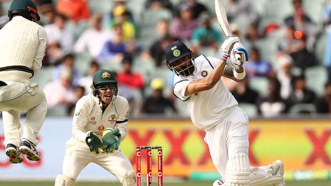 India superstar Virat Kohli drives during India’s last Test at Adelaide Oval in 2020. Picture: Ryan Pierse/Getty Images