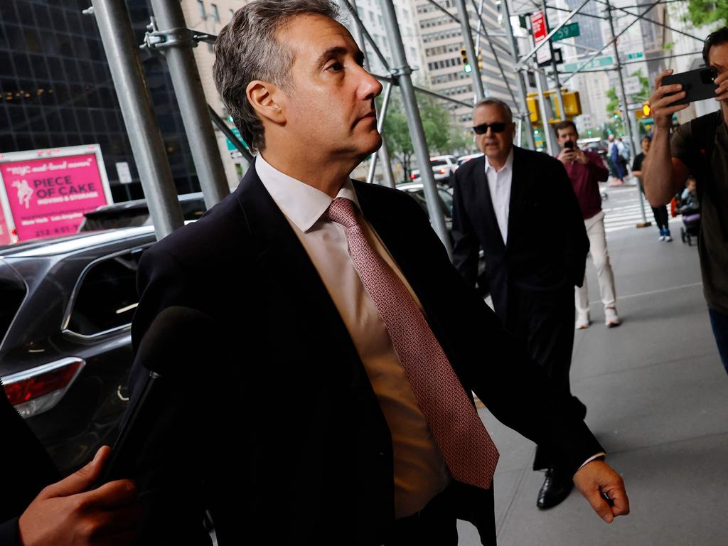 Donald Trump’s former lawyer arrives to give evidence against him. Picture: Michael Santiago (AFP)