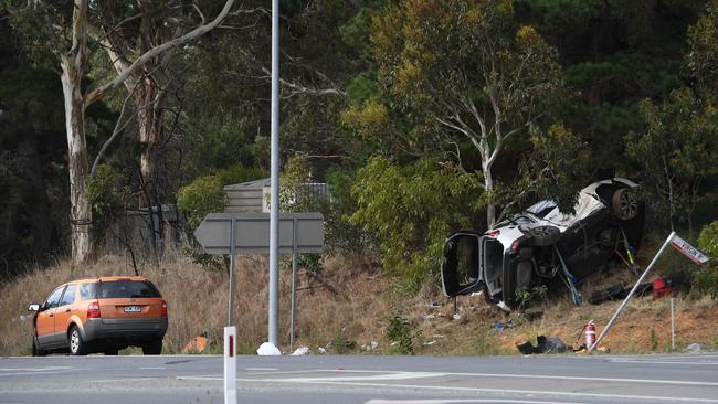 A woman was killed in a two-car crash at Hindmarsh Valley. Picture: Tricia Watkinson