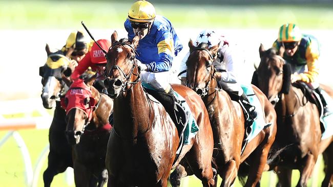 Santa Ana Lane powering away to victory in the TJ Smith Stakes. Picture: Getty Images