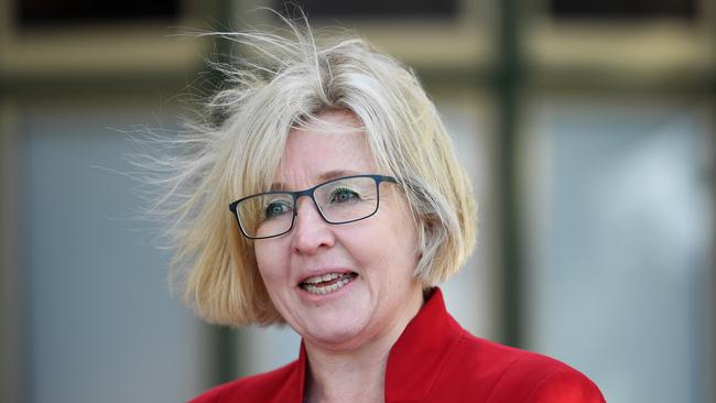 Cath Stone Executive Director of Donor Services of Lifeblood addresses the media during a press conference in Frankston, Melbourne, Wednesday, May 6, 2020. Lifeblood has announced it will start collecting convalescent plasma to aid the fight against COVID-19. (AAP Image/James Ross) NO ARCHIVING