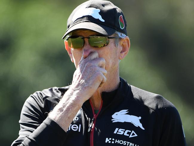 South Sydney Rabbitohs coach Wayne Bennett during a training session at Redfern Oval in Sydney, Tuesday, September 24, 2019. The Rabbitohs are set to play the Canberra Raiders in an NRL Finals match at GIO Stadium on Friday. (AAP Image/Joel Carrett) NO ARCHIVING