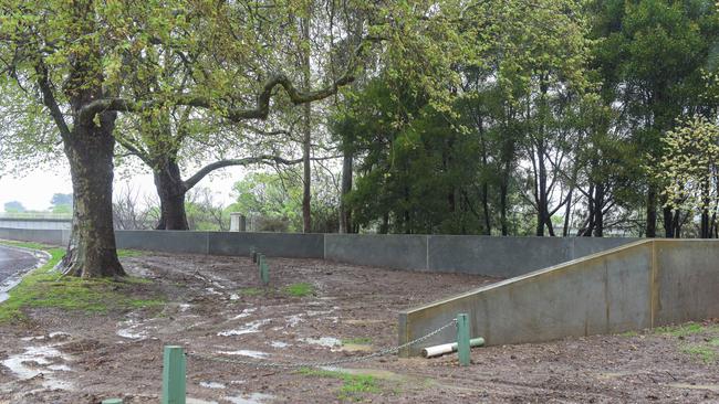 The semi completed flood levee at Bells Parade Latrobe. Flood waters on the North-West coast. Picture: Simon Sturzaker