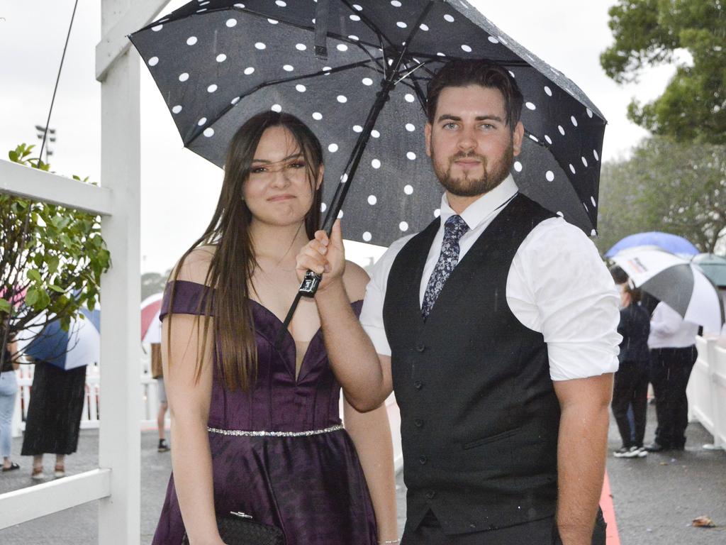 Emeshe Honti and partner Andrew Joel at Wilsonton State High School formal at Clifford Park Racecourse, Wednesday, November 13, 2024. Picture: Tom Gillespie