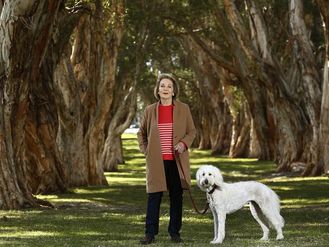 EMBARGO. WENTWORTH COURIER ONLY. SEE EDITOR LIZ COLMAN. Ita Buttrose with her Groodle "Cleo" in Centennial park. Picture: John Appleyard