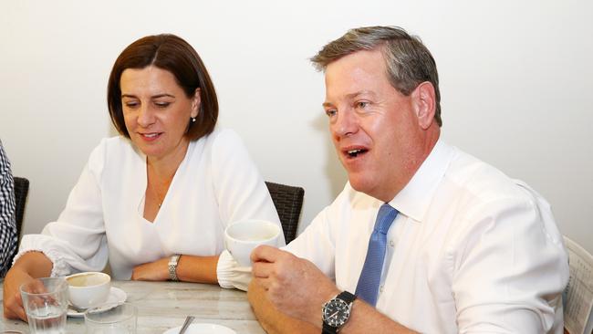 Former LNP leaders Deb Frecklington and Tim Nicholls. Picture: Liam Kidston