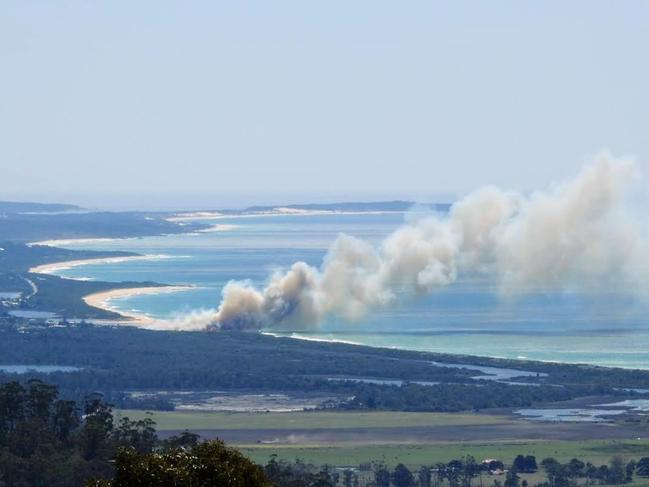 Smoke from a fire in Scamander. Picture: Lumera Eco Chalets, St Marys