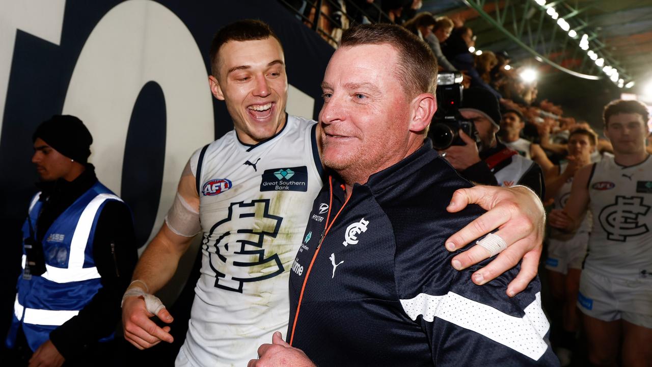 Michael Voss has the Blues back in September. Picture: Michael Willson/AFL Photos via Getty Images