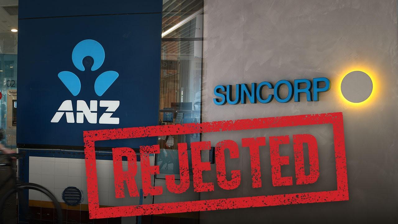 The ACCC has rejected a $4.9bn merger between ANZ and Suncorp Bank.