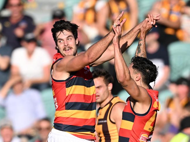 Darcy Fogarty celebrates the go-ahead goal. Picture: Steve Bell/Getty Images