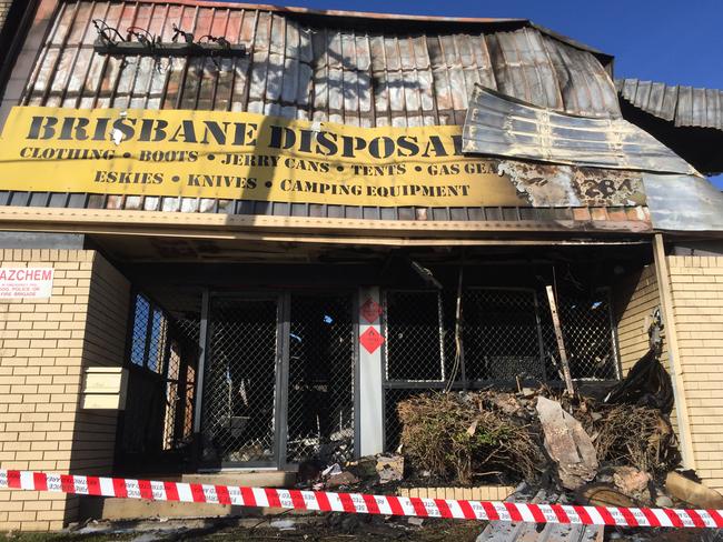 Brisbane Disposal and Camping Store on High Street at Kippa-Ring was gutted by fire overnight. Picture: Marcel Baum