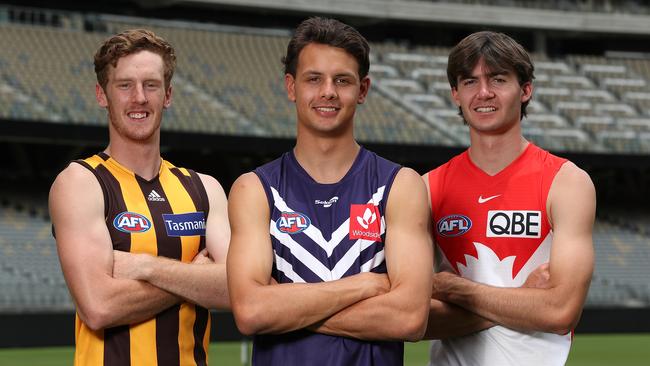 Denver Grainger-Barras, Heath Chapman and Logan McDonald in their new colours. Picture: Getty Images